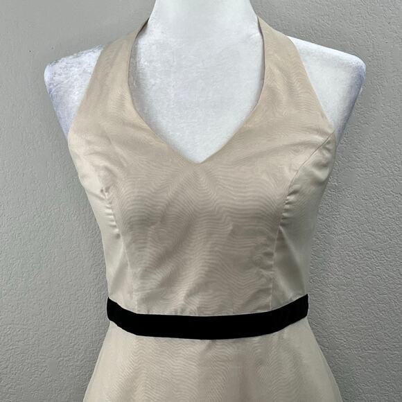 Davids Bridal Nude Black Floral Lace Halter Fit Flare Bridesmaid Midi Dress XS/6 - Picture 5 of 14